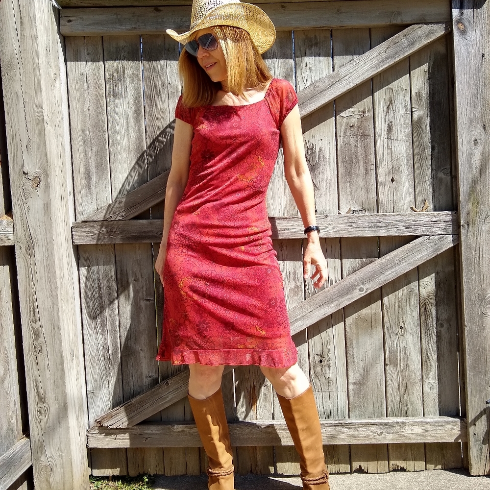Red Dress Vintage 90's Size Med Junior Size